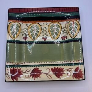 Tabletops‎ Unlimited beautiful ceramic hand painted 8” square salad plate/dish.